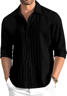 OXXOM Men Solid Casual Black Shirt