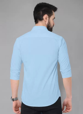 TUSHREE FASHION Men Solid Casual Light Blue Shirt