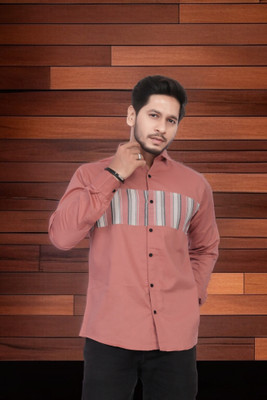 U AND J TREND Men Printed Casual Pink Shirt