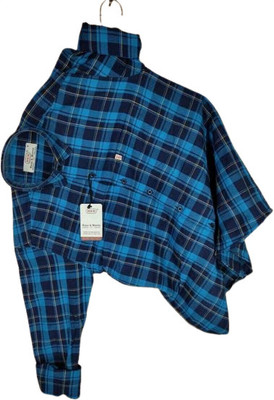 Arthz Fashion Trend Men Checkered Casual Blue Shirt