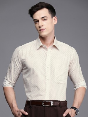 Raymond Men Printed Formal Beige Shirt