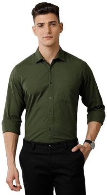 Super Westan Men Solid Casual Dark Green Shirt