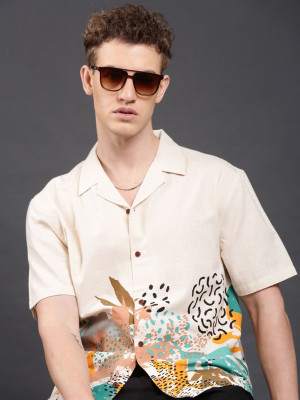 Voroxy Men Printed Casual Green Shirt