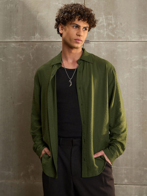 MASCLN SASSAFRAS Men Solid Casual Green Shirt