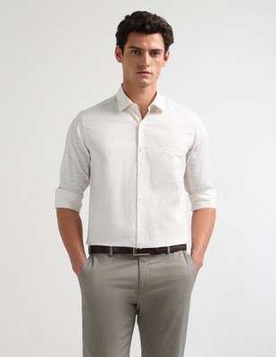 ARROW Men Printed Formal Beige Shirt