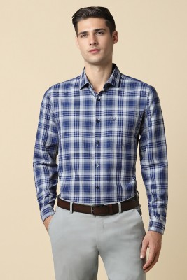 Allen Solly Men Checkered Formal Dark Blue, White Shirt