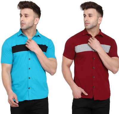 GEUM Men Solid Formal Multicolor Shirt(Pack of 2)