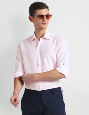 ARROW Men Self Design Formal Pink Shirt