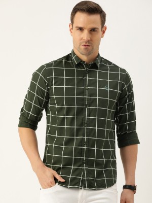 The Indian Garage Co. Men Checkered Casual Green Shirt