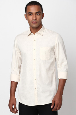 PETER ENGLAND Men Printed Casual Cream Shirt