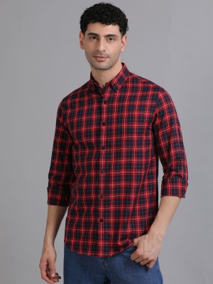 The Formal Club Men Checkered Casual Black, Red Shirt