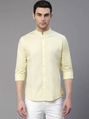 Wickster Men Solid Formal Yellow Shirt