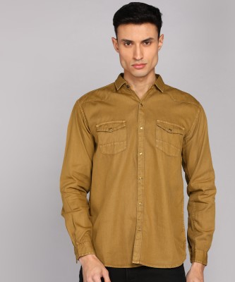 KUONS AVENUE Men Solid Casual Brown Shirt