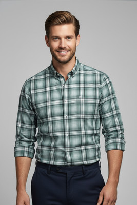 Hawk & Hounds Men Embroidered Casual Green, Multicolor Shirt