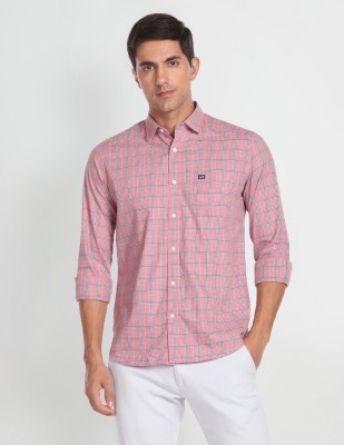 Arrow Sport Men Checkered Casual Pink Shirt