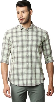 BASICS Men Checkered Casual Green Shirt