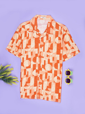 V-MART Boys Printed Casual Orange Shirt