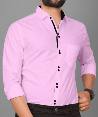 Tyzlo Men Solid Casual Pink, White Shirt