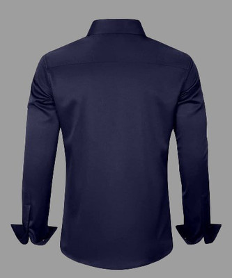 Stellalifestyle Men Self Design Casual Dark Blue Shirt
