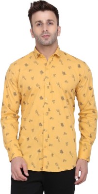 HANUMNTRA Men Printed Formal Yellow Shirt