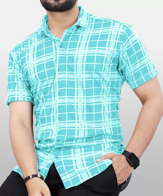 dream believe fashion Men Printed Casual Light Blue, White Shirt