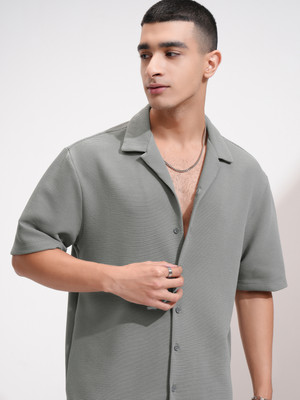 HIGHLANDER Men Self Design Casual Grey Shirt