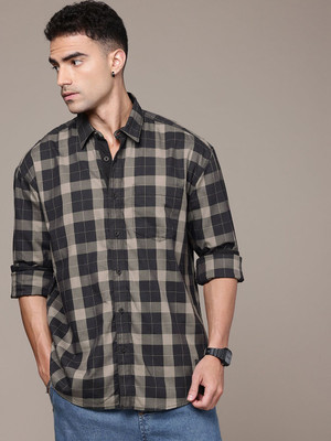 Roadster Men Checkered Casual Black Shirt