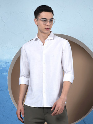 CRIMSOUNE CLUB Men Self Design Casual White Shirt