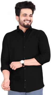 Clyver Men Solid Casual Black Shirt