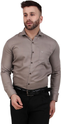 Masher Men Solid Formal Brown Shirt