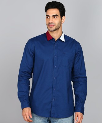 Allen Solly Men Color Block Casual Blue Shirt