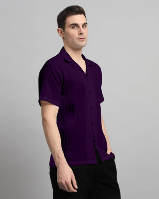 HEMAS LIFESTYLE Men Self Design Casual Purple Shirt