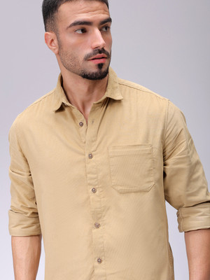 The Indian Garage Co. Men Solid Casual Beige Shirt