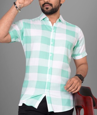 METRONAUT Men Checkered Casual Green Shirt