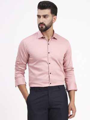 Urban Core Men Solid Formal Pink Shirt