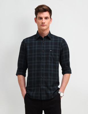 Arrow Sport Men Checkered Casual Black Shirt
