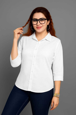 PPT Women Solid Party White Shirt
