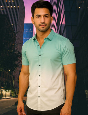 BS Enterprise Men Dyed/Ombre Casual Light Blue Shirt