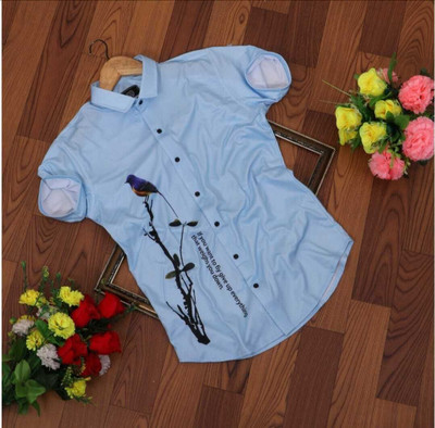 COOL BOY Men Printed Casual Blue Shirt