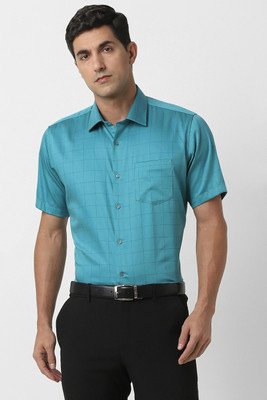 VAN HEUSEN Men Solid Formal Blue Shirt