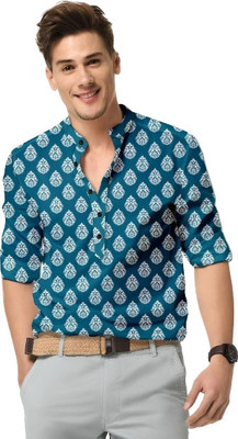 ALVIN ENTERPRISE Men Printed Casual Blue, White Shirt