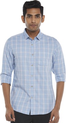 Byford by Pantaloons Men Checkered Casual Light Blue Shirt