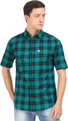 AIDAN PAUL Men Checkered Casual Blue Shirt