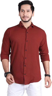 Parth Creation Men Solid Casual Red Shirt