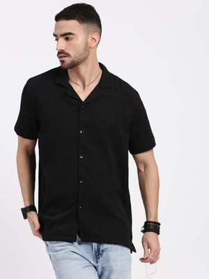 SHOWOFFFF Men Solid Casual Black Shirt