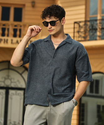 CAMPUS SUTRA Men Solid Casual Blue Shirt