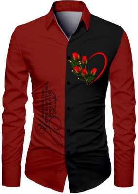 VMENTERPRISE Men Printed Casual Maroon Shirt