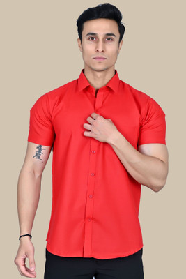RENOUX Men Solid Casual Red Shirt