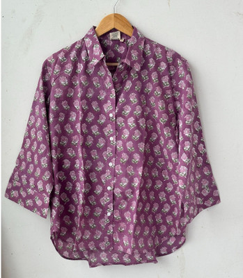 INDUS ART EMPORIUM Women Floral Print Casual Maroon Shirt