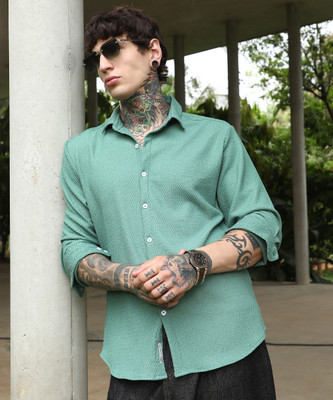 CAMPUS SUTRA Men Printed Casual Green Shirt